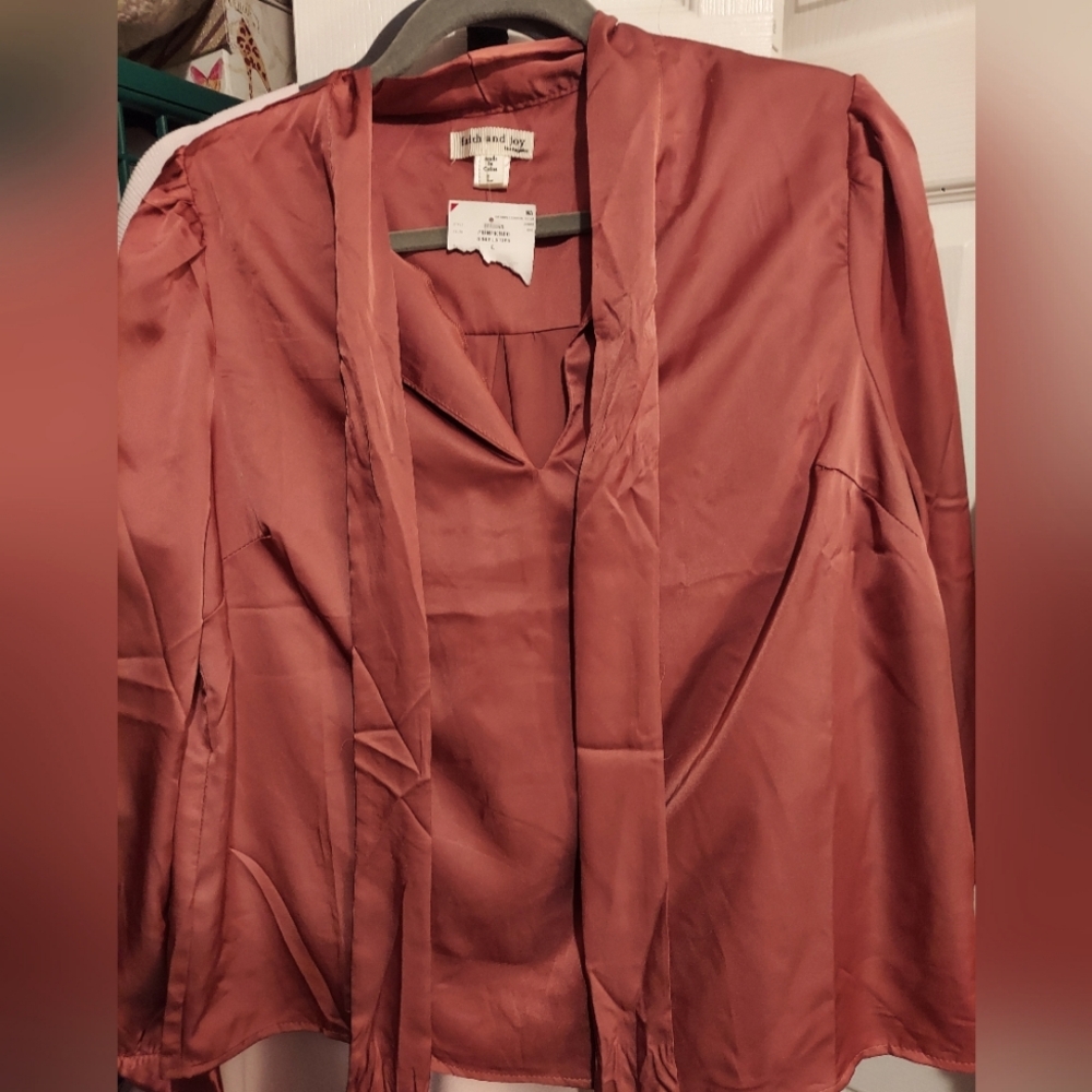 Faith and Joy Pumpkin color blouse